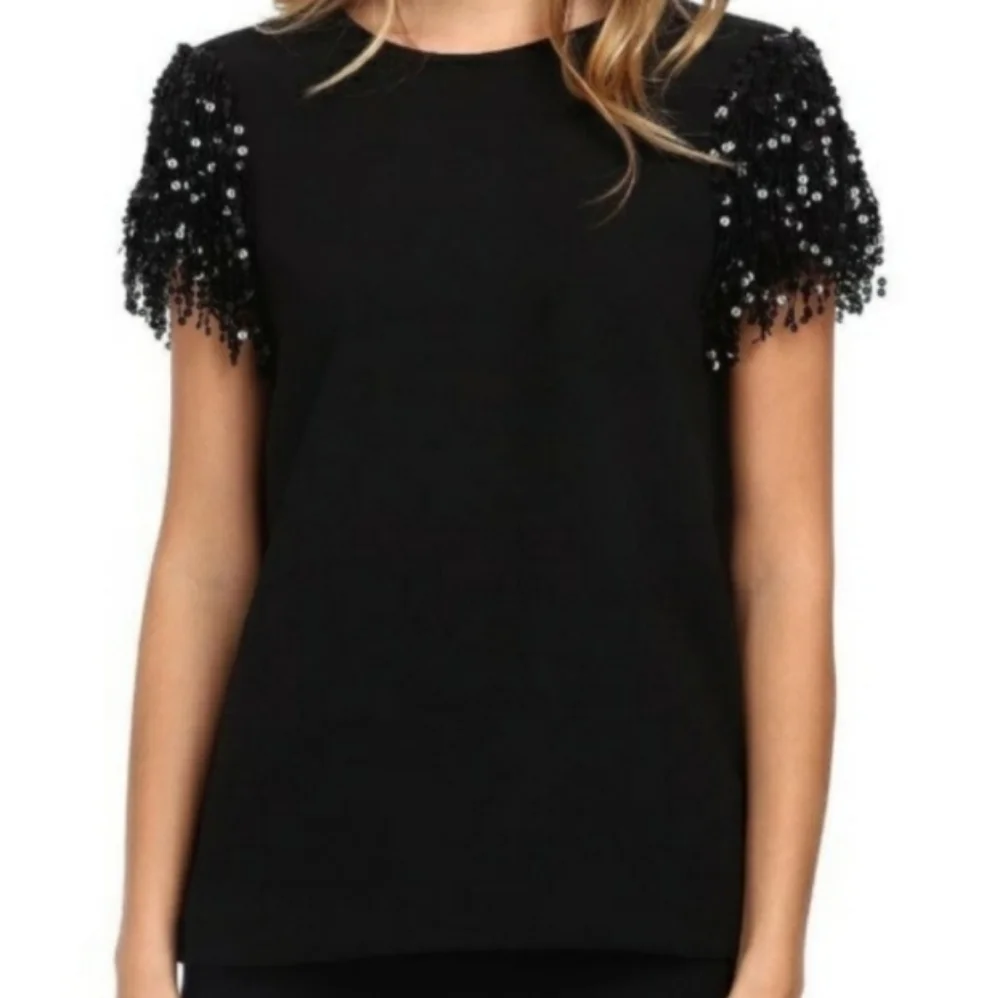 Kate Spade Sequin Sleeves Cocktail Party Sz 0 Evening Blouse